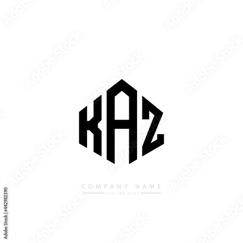 KAZ letter logo design with polygon shape. KAZ polygon logo monogram. KAZ cube logo design. KAZ hexagon vector logo template white and black colors. KAZ monogram, KAZ business and real estate logo. 
