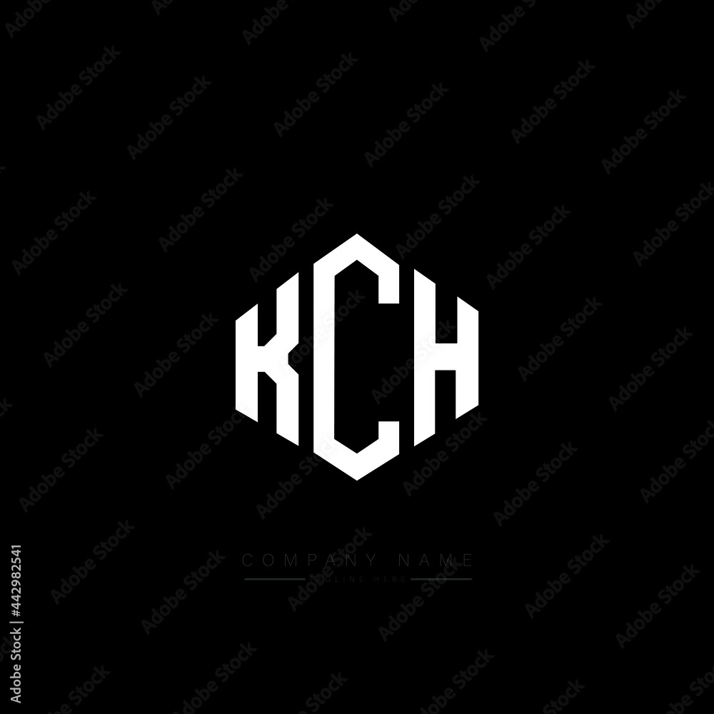 KCH letter logo design with polygon shape. KCH polygon logo monogram. KCH cube logo design. KCH hexagon vector logo template white and black colors. KCH monogram, KCH business and real estate logo. 