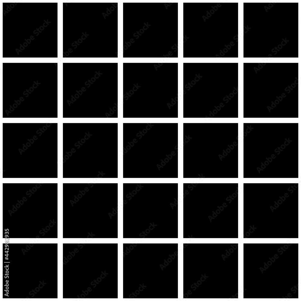 Classic monochrome minimalistic seamless pattern with squares Vector illustration. White stripes, a cage on a black background.