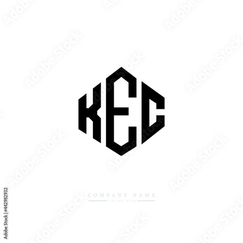 KEC letter logo design with polygon shape. KEC polygon logo monogram. KEC cube logo design. KEC hexagon vector logo template white and black colors. KEC monogram, KEC business and real estate logo. 
