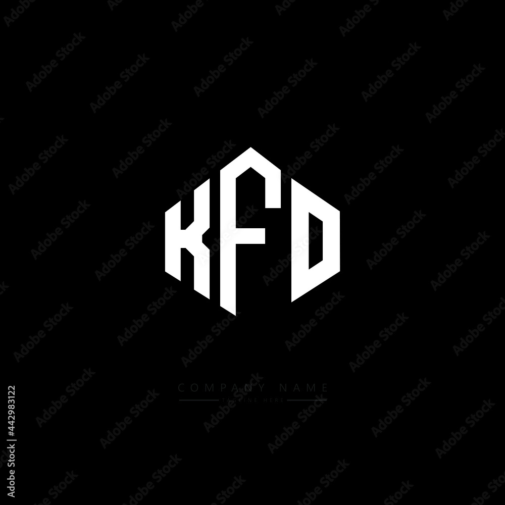 KFO letter logo design with polygon shape. KFO polygon logo monogram. KFO cube logo design. KFO hexagon vector logo template white and black colors. KFO monogram, KFO business and real estate logo. 