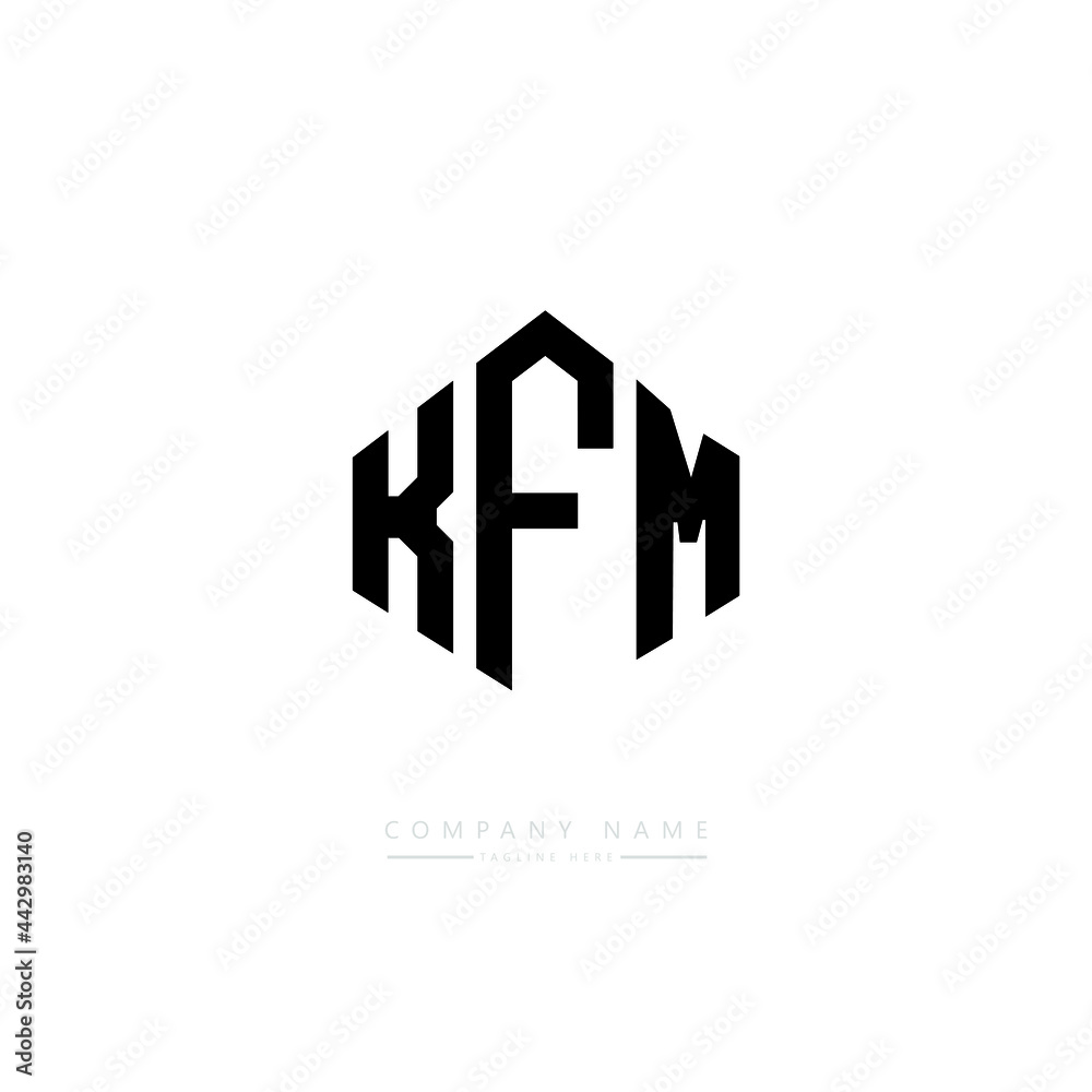 KFM letter logo design with polygon shape. KFM polygon logo monogram. KFM cube logo design. KFM hexagon vector logo template white and black colors. KFM monogram, KFM business and real estate logo. 
