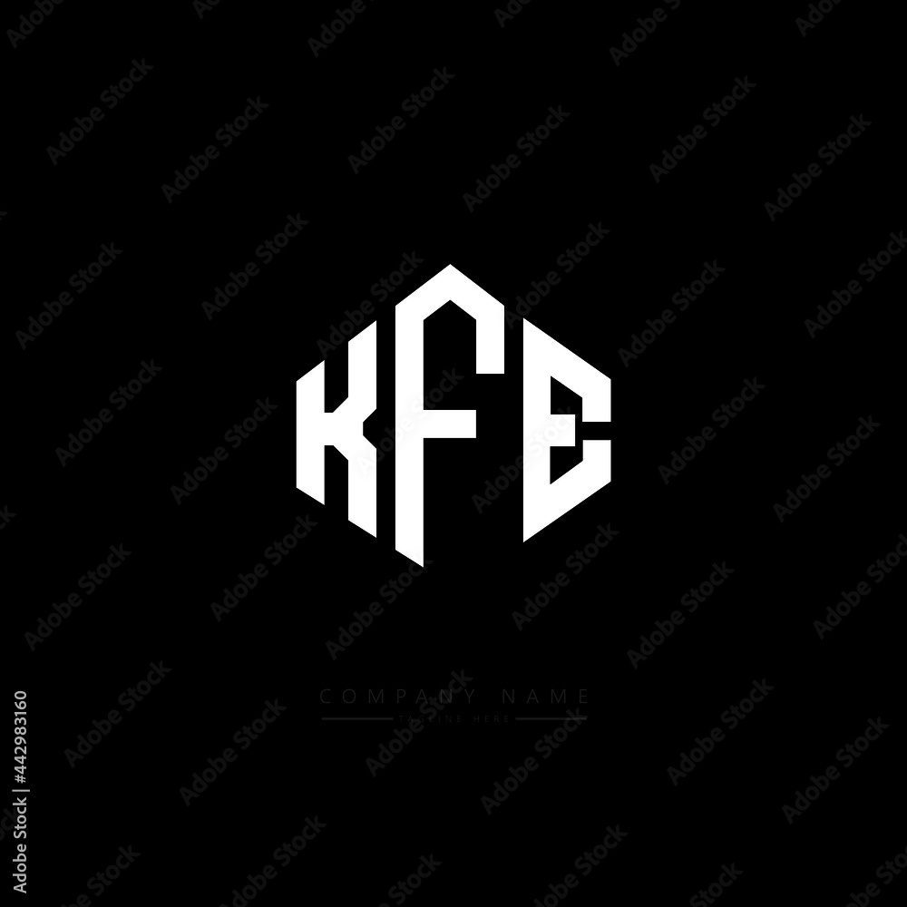 KFE letter logo design with polygon shape. KFE polygon logo monogram. KFE cube logo design. KFE hexagon vector logo template white and black colors. KFE monogram, KFE business and real estate logo. 