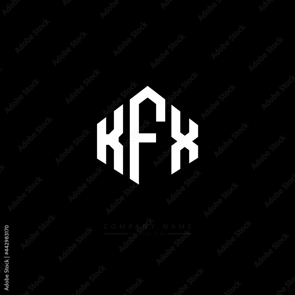 KFX letter logo design with polygon shape. KFX polygon logo monogram. KFX cube logo design. KFX hexagon vector logo template white and black colors. KFX monogram, KFX business and real estate logo. 
