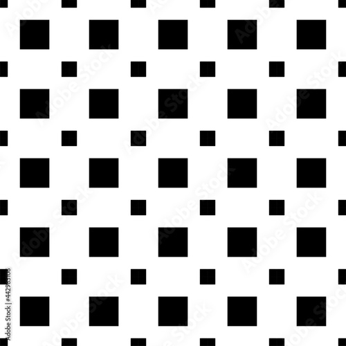 Classic monochrome minimalistic seamless pattern with dots. Vector illustration. The black squares are large and small.