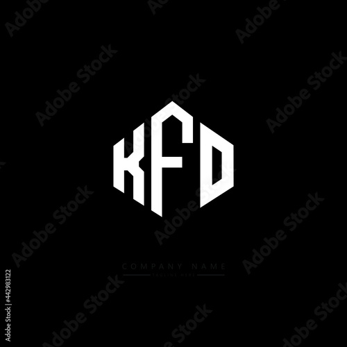 KFO letter logo design with polygon shape. KFO polygon logo monogram. KFO cube logo design. KFO hexagon vector logo template white and black colors. KFO monogram, KFO business and real estate logo. 