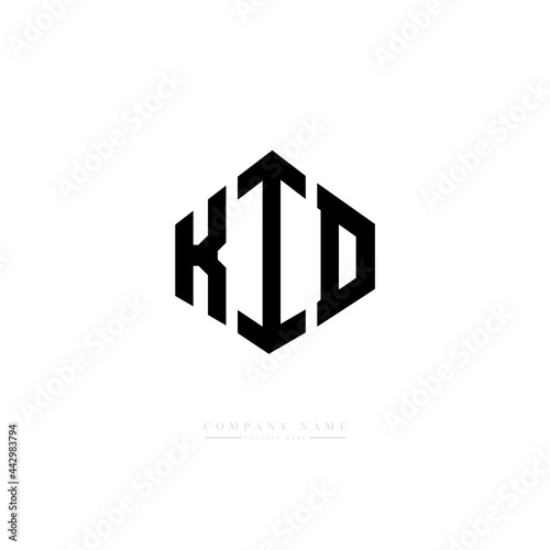 KID letter logo design with polygon shape. KID polygon logo monogram. KID cube logo design. KID hexagon vector logo template white and black colors. KID monogram, KID business and real estate logo. 