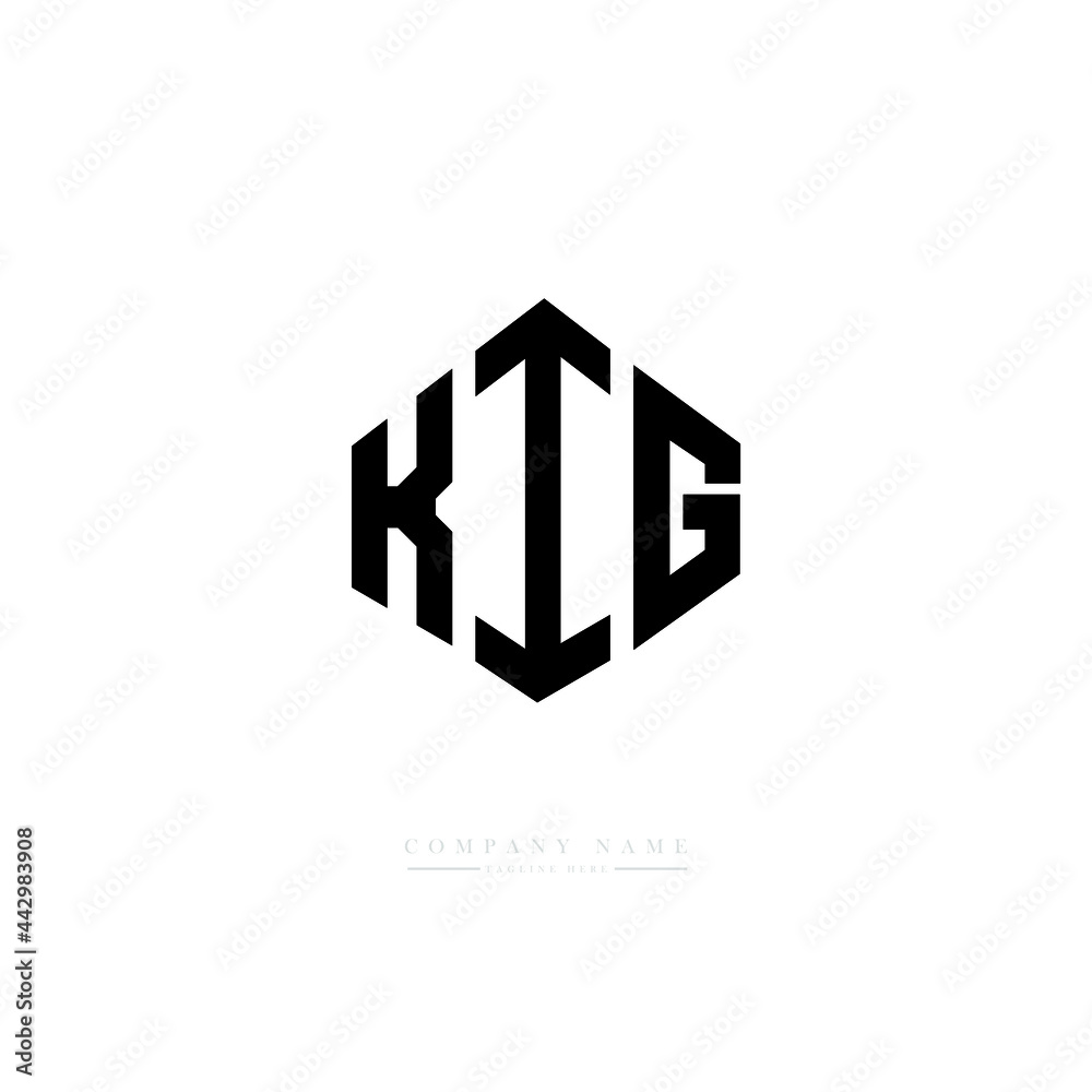 KIG letter logo design with polygon shape. KIG polygon logo monogram. KIG cube logo design. KIG hexagon vector logo template white and black colors. KIG monogram, KIG business and real estate logo. 