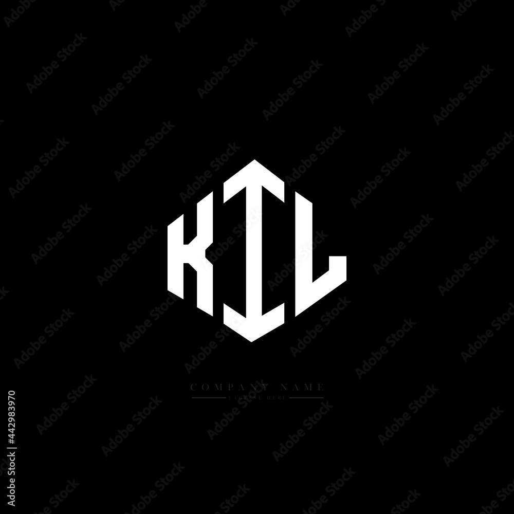 KIL letter logo design with polygon shape. KIL polygon logo monogram. KIL cube logo design. KIL hexagon vector logo template white and black colors. KIL monogram, KIL business and real estate logo. 