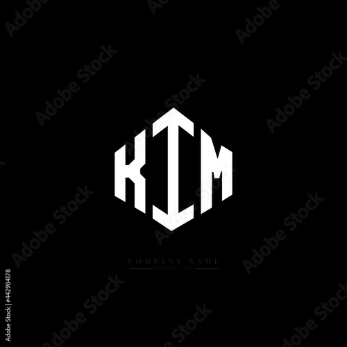KIM letter logo design with polygon shape. KIM polygon logo monogram. KIM cube logo design. KIM hexagon vector logo template white and black colors. KIM monogram, KIM business and real estate logo.  photo