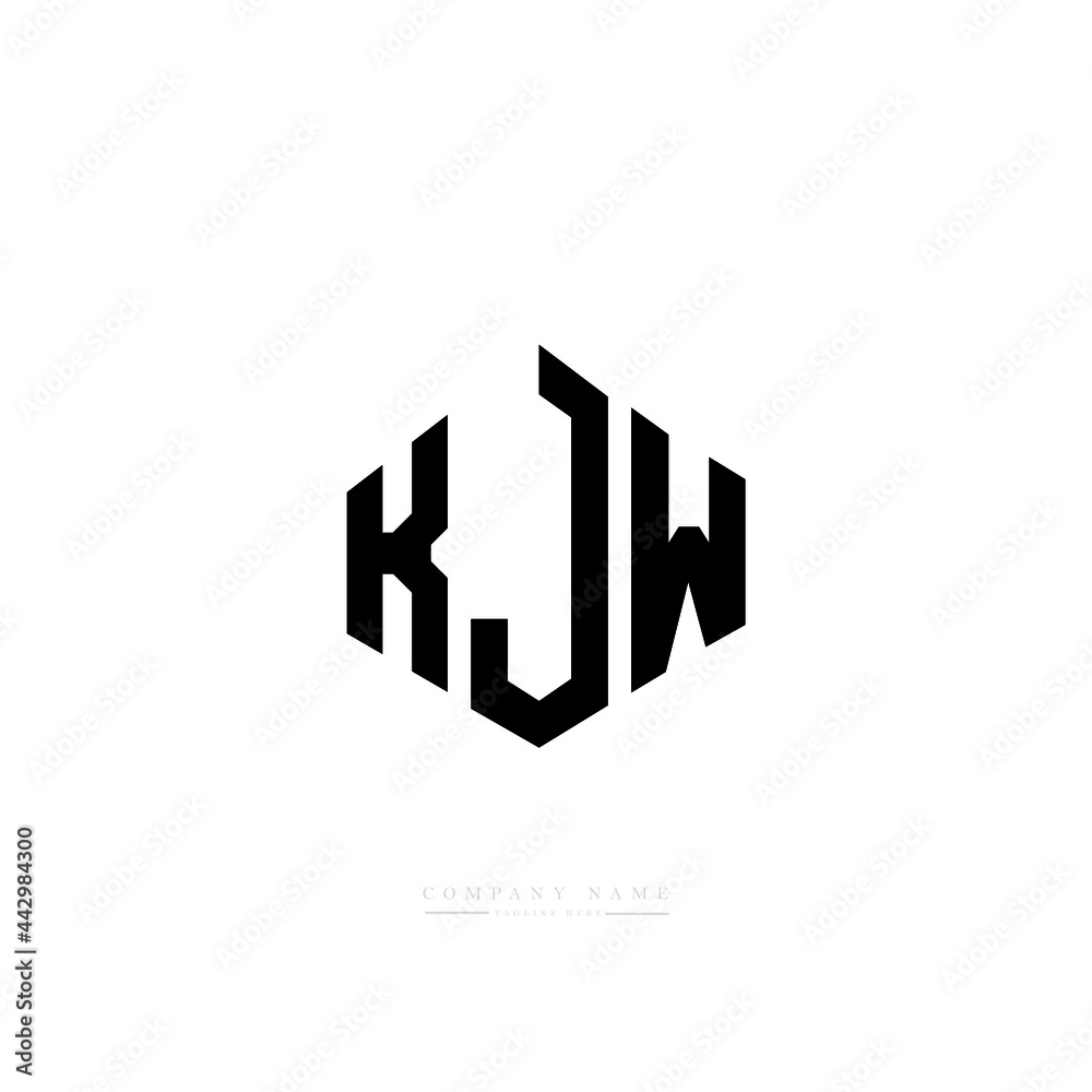 KJW letter logo design with polygon shape. KJW polygon logo monogram. KJW cube logo design. KJW hexagon vector logo template white and black colors. KJW monogram, KJW business and real estate logo. 