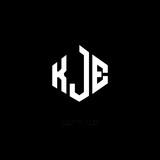 KJE letter logo design with polygon shape. KJE polygon logo monogram. KJE cube logo design. KJE hexagon vector logo template white and black colors. KJE monogram, KJE business and real estate logo. 