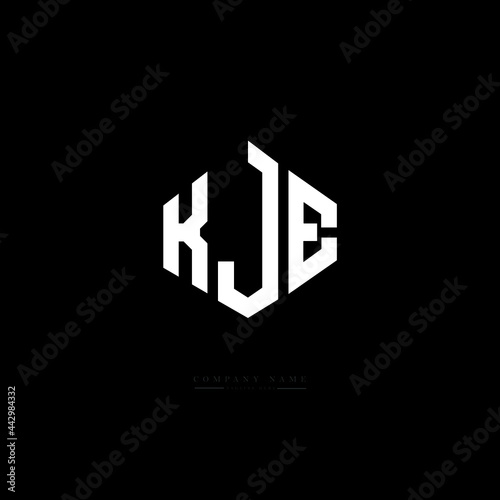 KJE letter logo design with polygon shape. KJE polygon logo monogram. KJE cube logo design. KJE hexagon vector logo template white and black colors. KJE monogram, KJE business and real estate logo. 