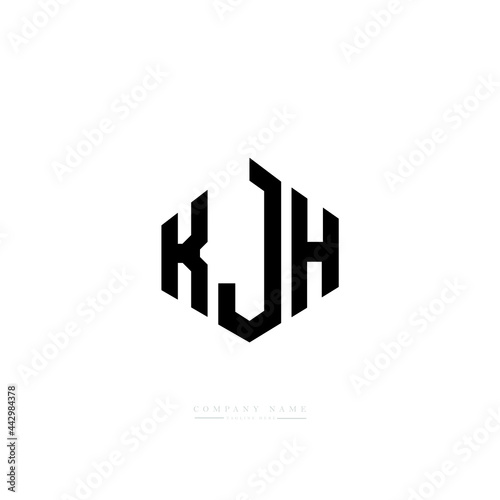 KJH letter logo design with polygon shape. KJH polygon logo monogram. KJH cube logo design. KJH hexagon vector logo template white and black colors. KJH monogram  KJH business and real estate logo. 