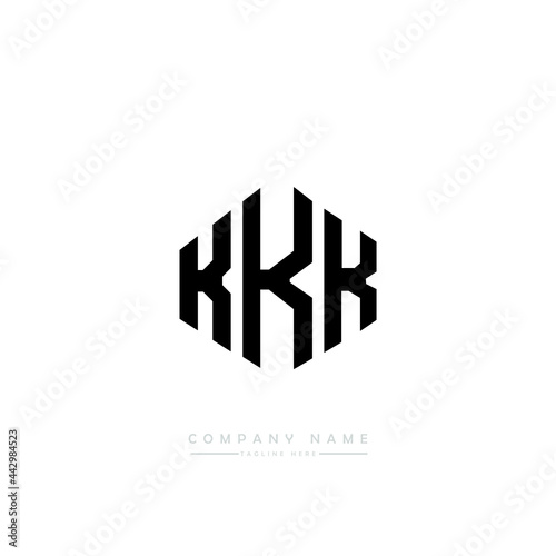 KKK letter logo design with polygon shape. KKK polygon logo monogram. KKK cube logo design. KKK hexagon vector logo template white and black colors. KKK monogram, KKK business and real estate logo.  photo