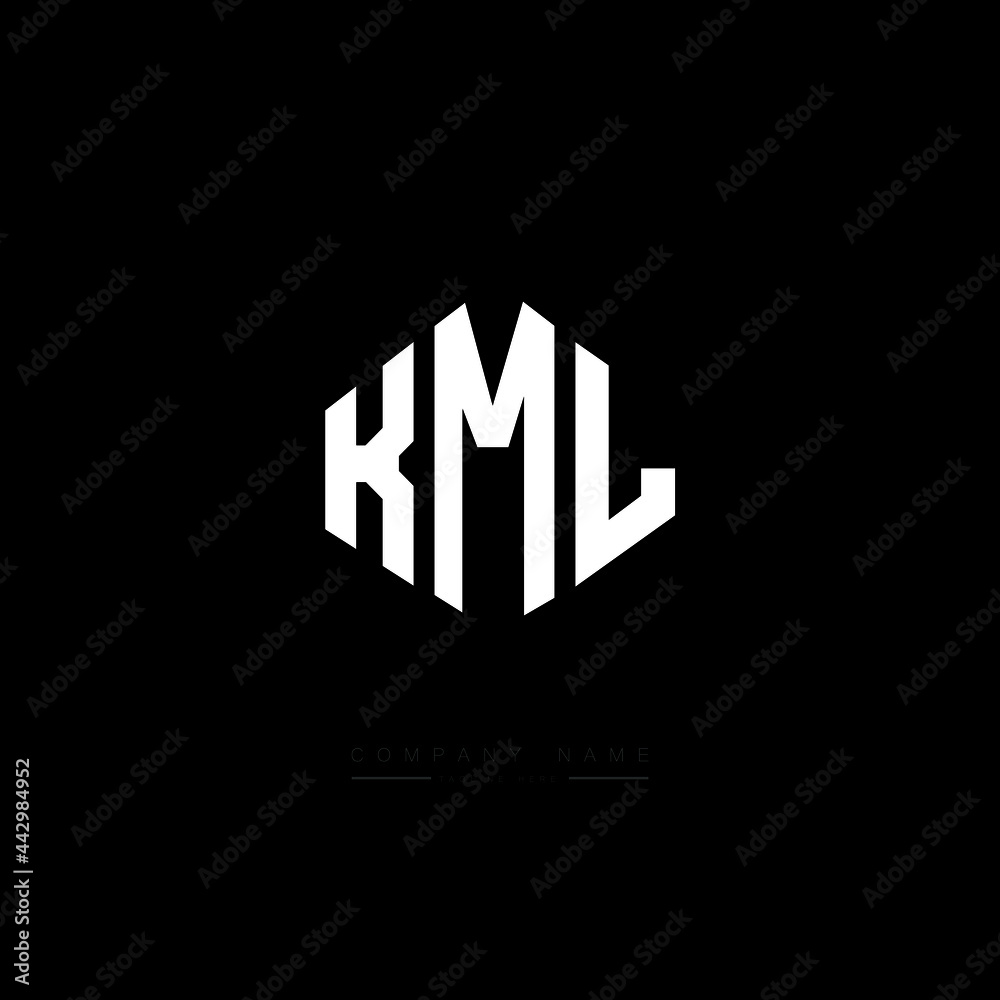 KML letter logo design with polygon shape. KML polygon logo monogram. KML cube logo design. KML hexagon vector logo template white and black colors. KML monogram, KML business and real estate logo. 