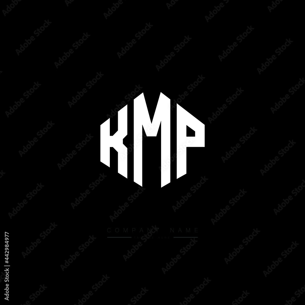 KMP letter logo design with polygon shape. KMP polygon logo monogram. KMP cube logo design. KMP hexagon vector logo template white and black colors. KMP monogram, KMP business and real estate logo.  - obrazy, fototapety, plakaty 
