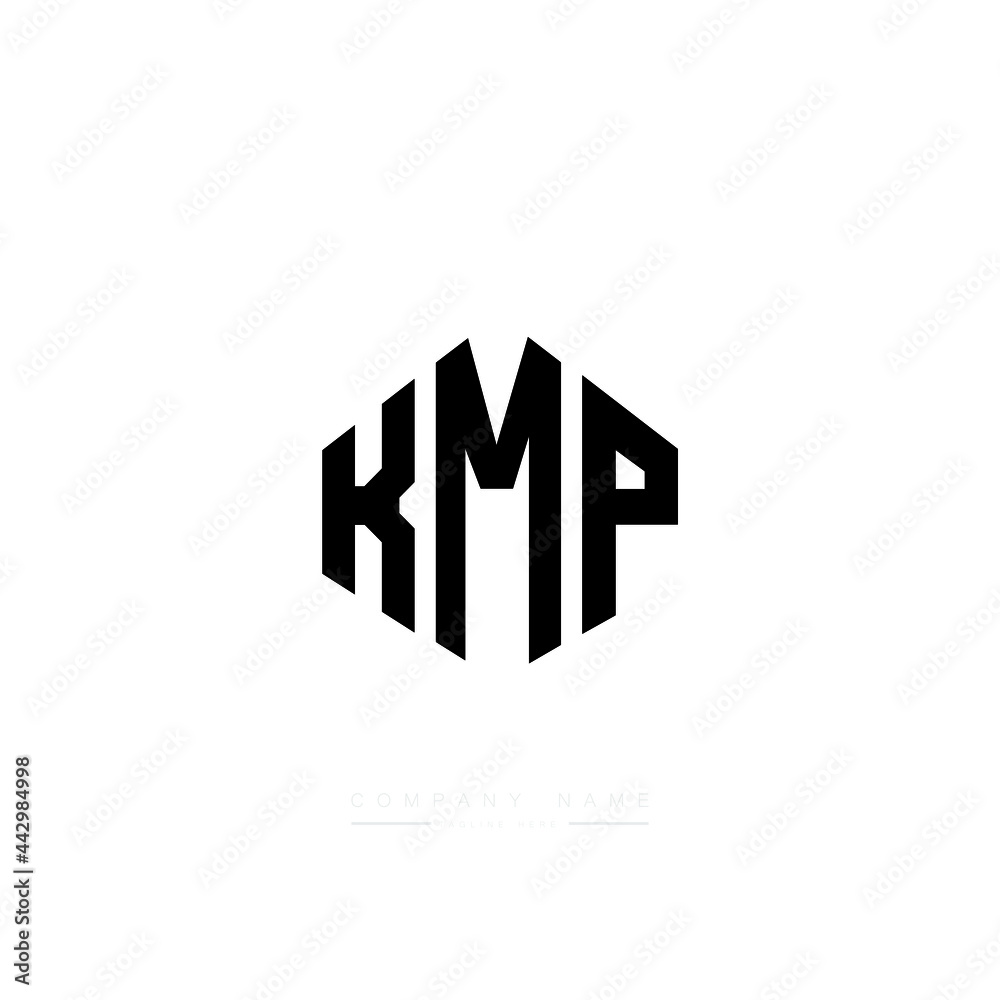 KMP letter logo design with polygon shape. KMP polygon logo monogram. KMP cube logo design. KMP hexagon vector logo template white and black colors. KMP monogram, KMP business and real estate logo. 
