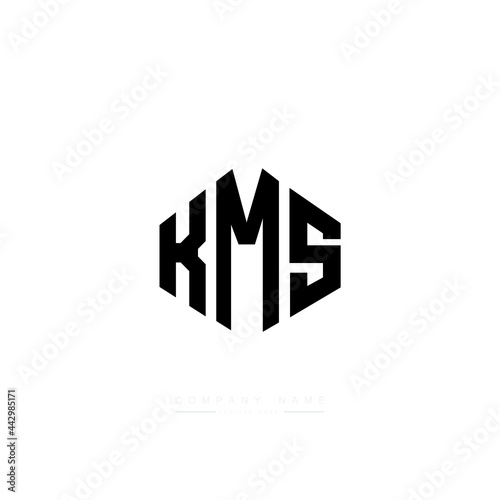 KMS letter logo design with polygon shape. KMS polygon logo monogram. KMS cube logo design. KMS hexagon vector logo template white and black colors. KMS monogram, KMS business and real estate logo.  photo