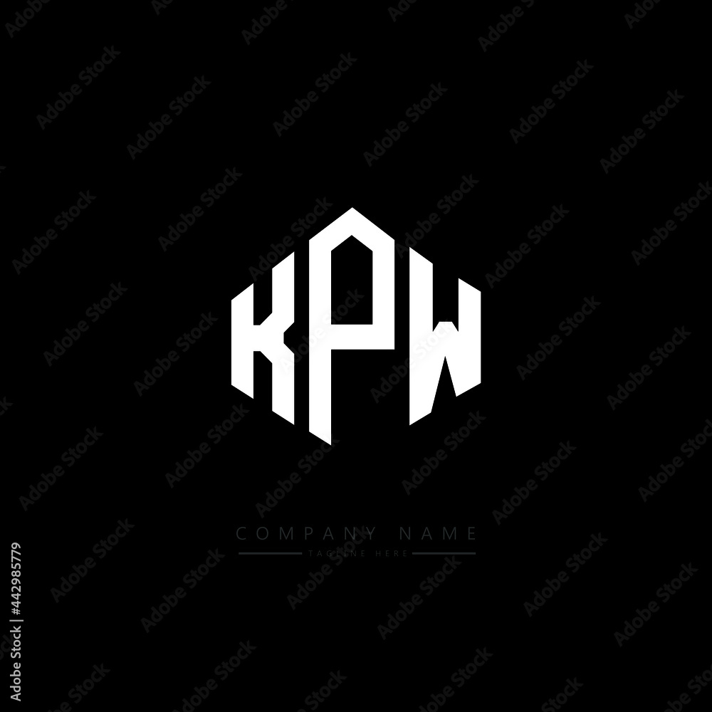 KPW letter logo design with polygon shape. KPW polygon logo monogram. KPW cube logo design. KPW hexagon vector logo template white and black colors. KPW monogram, KPW business and real estate logo. 