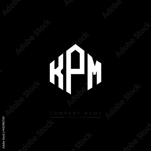 KPM letter logo design with polygon shape. KPM polygon logo monogram. KPM cube logo design. KPM hexagon vector logo template white and black colors. KPM monogram, KPM business and real estate logo.  photo