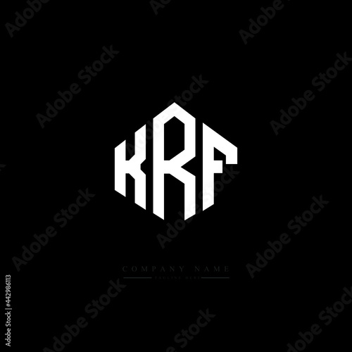KRF letter logo design with polygon shape. KRF polygon logo monogram. KRF cube logo design. KRF hexagon vector logo template white and black colors. KRF monogram, KRF business and real estate logo. 