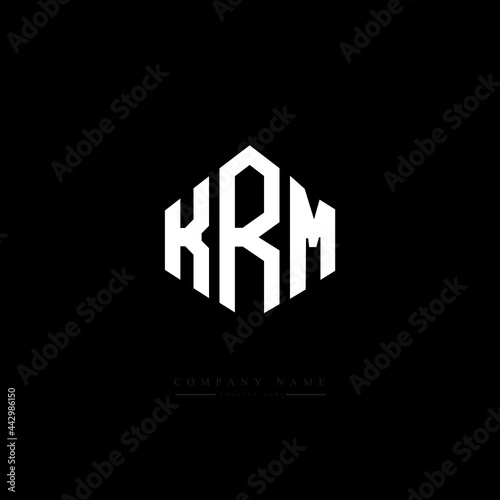 KRM letter logo design with polygon shape. KRM polygon logo monogram. KRM cube logo design. KRM hexagon vector logo template white and black colors. KRM monogram, KRM business and real estate logo. 