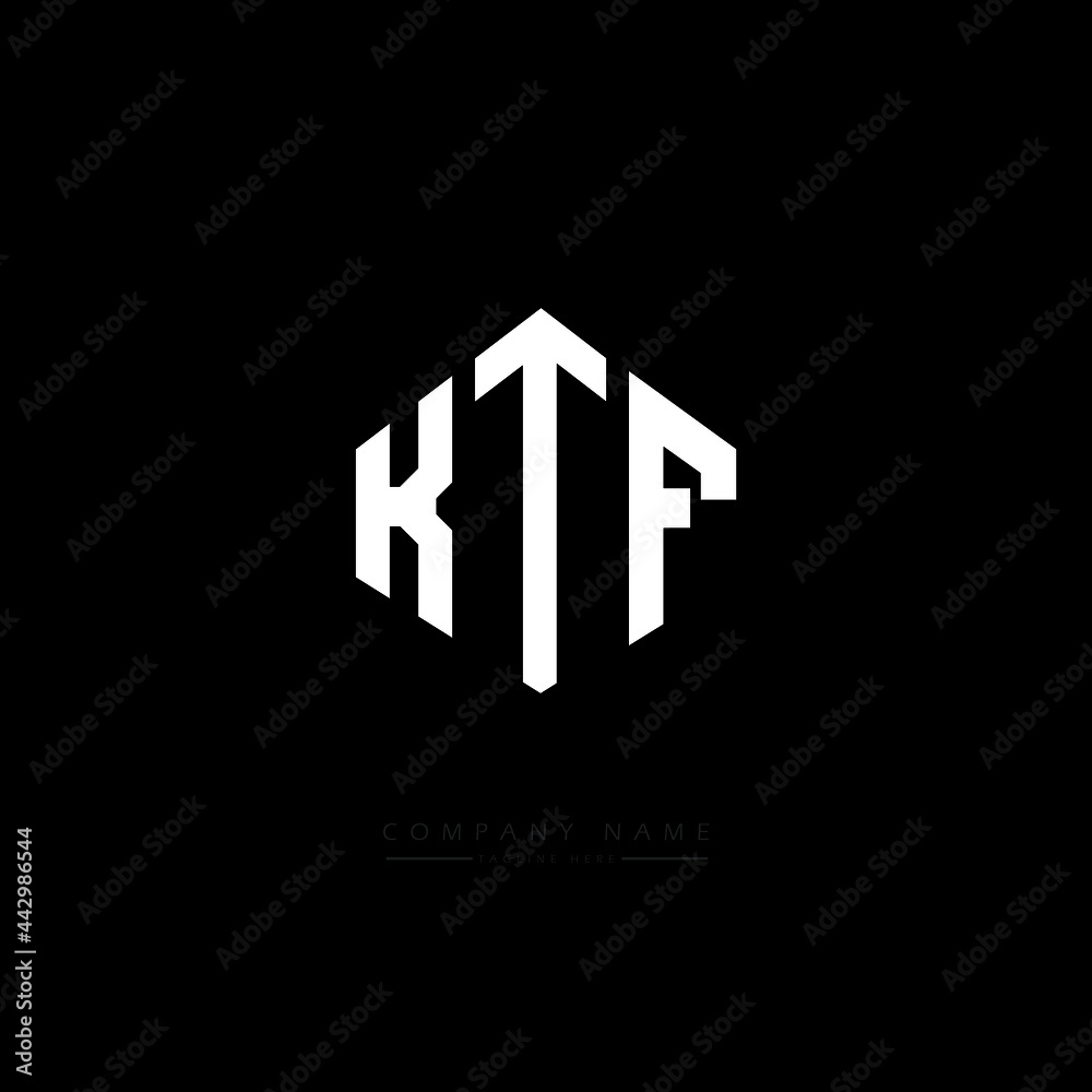 KTF letter logo design with polygon shape. KTF polygon logo monogram. KTF cube logo design. KTF hexagon vector logo template white and black colors. KTF monogram, KTF business and real estate logo. 