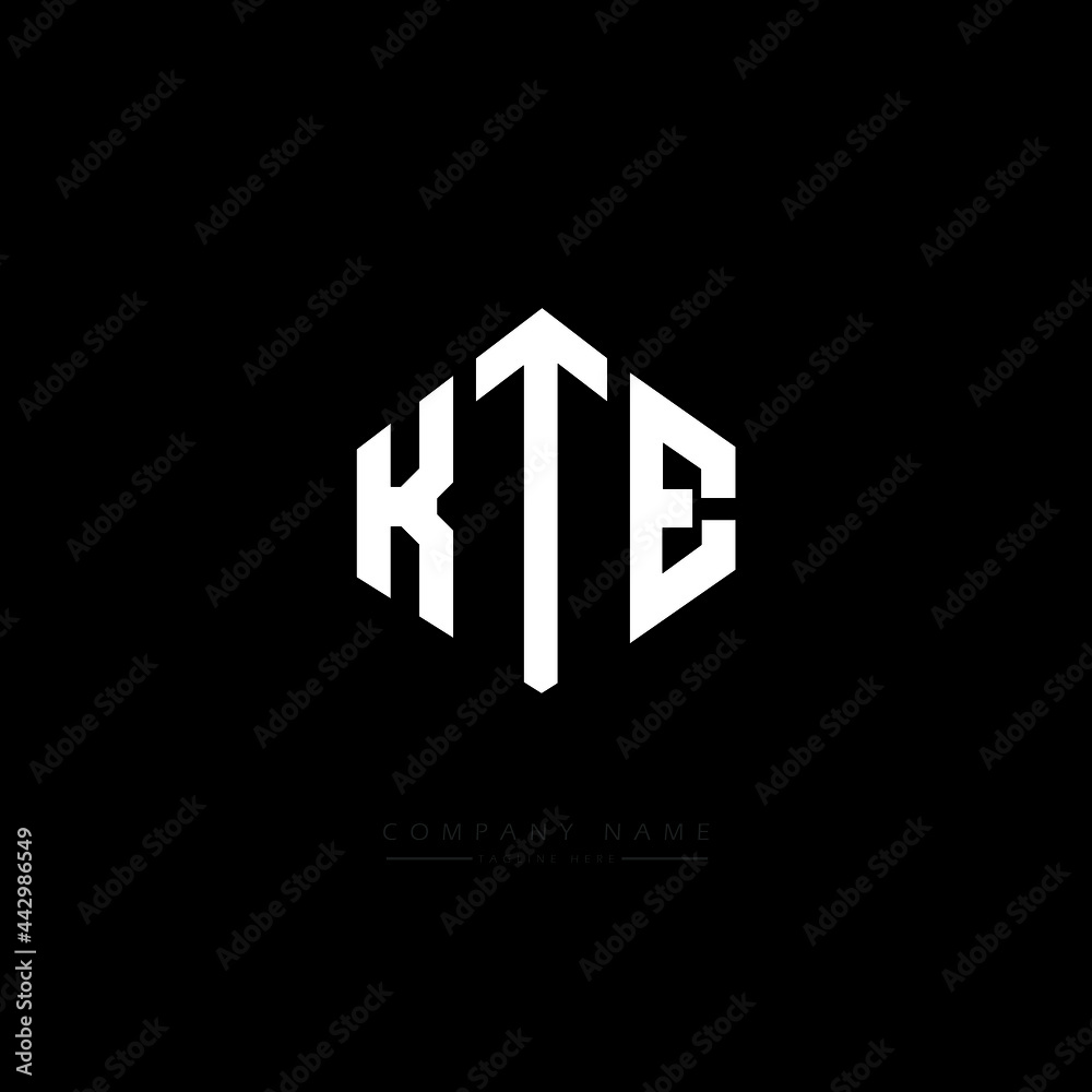 KTE letter logo design with polygon shape. KTE polygon logo monogram. KTE cube logo design. KTE hexagon vector logo template white and black colors. KTE monogram, KTE business and real estate logo. 