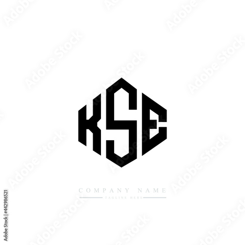 KSE letter logo design with polygon shape. KSE polygon logo monogram. KSE cube logo design. KSE hexagon vector logo template white and black colors. KSE monogram, KSE business and real estate logo. 