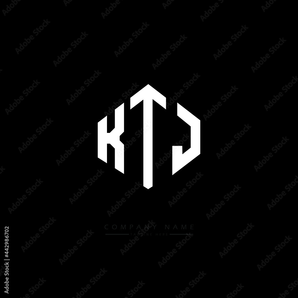 KTJ letter logo design with polygon shape. KTJ polygon logo monogram. KTJ cube logo design. KTJ hexagon vector logo template white and black colors. KTJ monogram, KTJ business and real estate logo. 