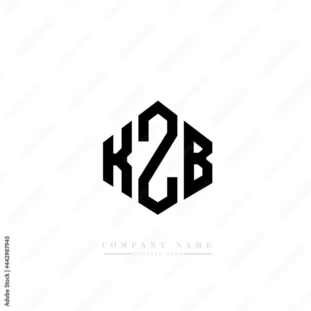 KZB letter logo design with polygon shape. KZB polygon logo monogram. KZB cube logo design. KZB hexagon vector logo template white and black colors. KZB monogram, KZB business and real estate logo. 