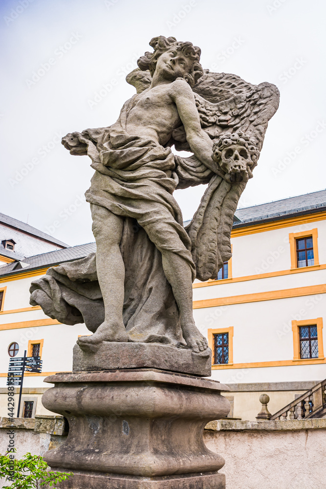 Kuks, Czech republic - May 15, 2021. Statue of Angel of blissful death 