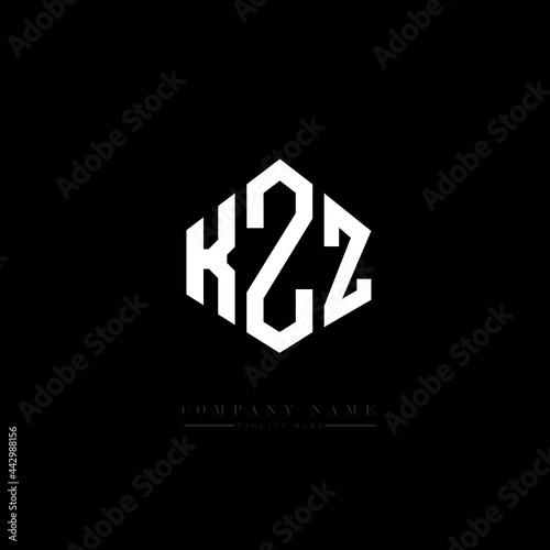 KZZ letter logo design with polygon shape. KZZ polygon logo monogram. KZZ cube logo design. KZZ hexagon vector logo template white and black colors. KZZ monogram, KZZ business and real estate logo. 