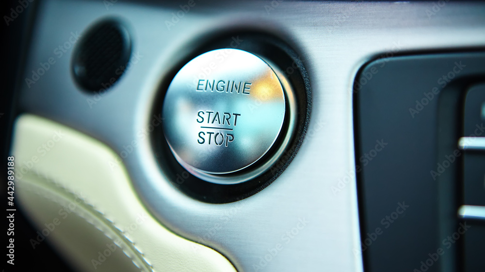 Start stop engine modern new car button