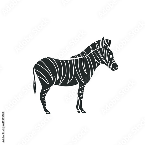 Zebra Animal Icon Silhouette Illustration. African Safari Vector Graphic Pictogram Symbol Clip Art. Doodle Sketch Black Sign.