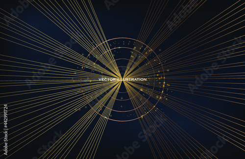 luxurious gold lines. gold rings with shine. luxury banner suitable for cover, magazine