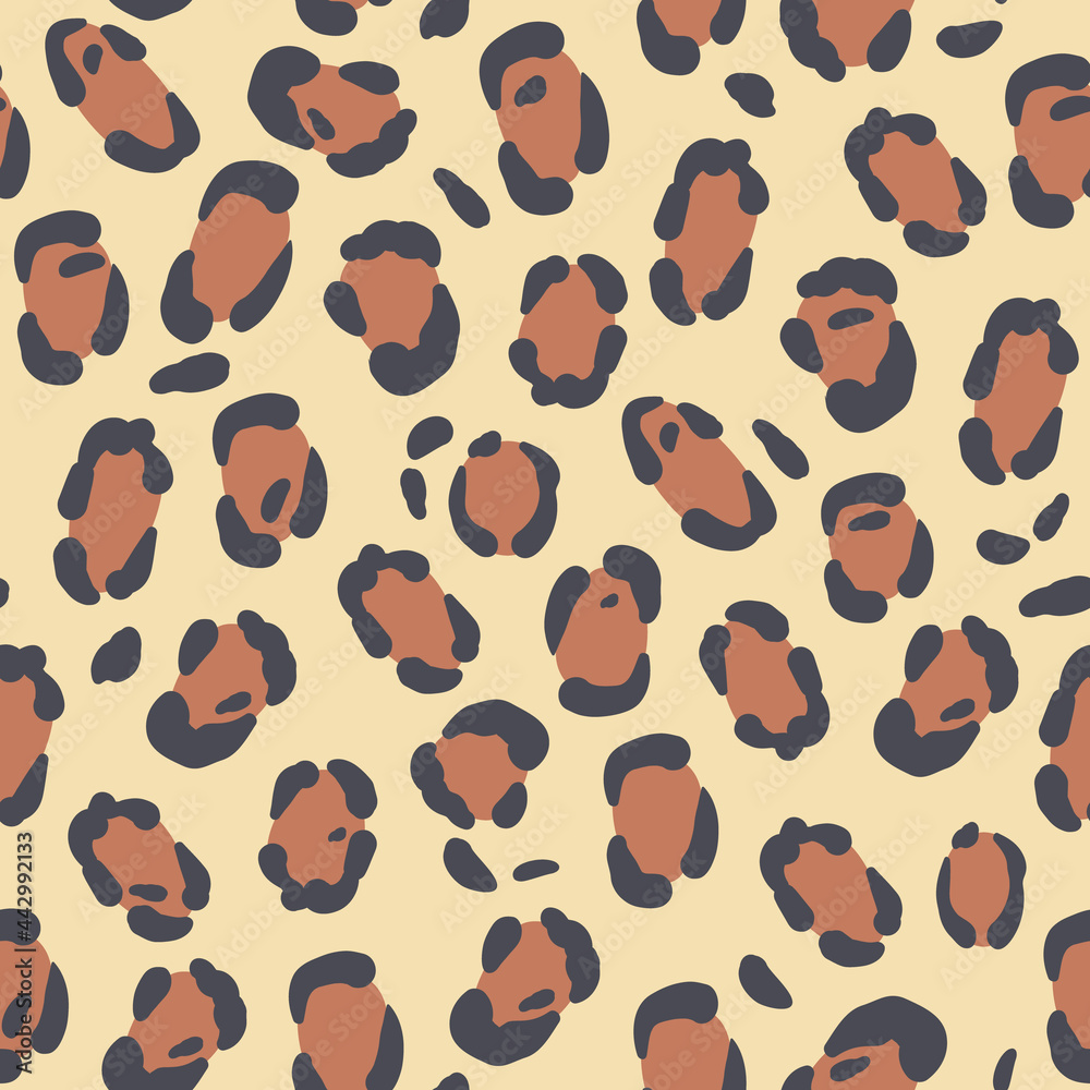 Leopard fur. Doodle seamless fabric pattern. Creative artistic hand drawn leopard background. Hand drawing textures. Design for textile, banner, poster, card, cover, invitation, placard, brochure.