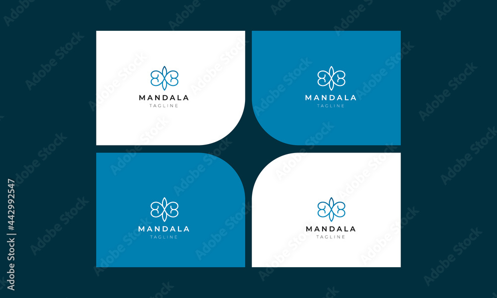 Blue mandala logo for company design. minimalist mandalas shape abstract vector logo template. Blue mandala logo for company design. minimalist mandalas shape abstract vector logo template.