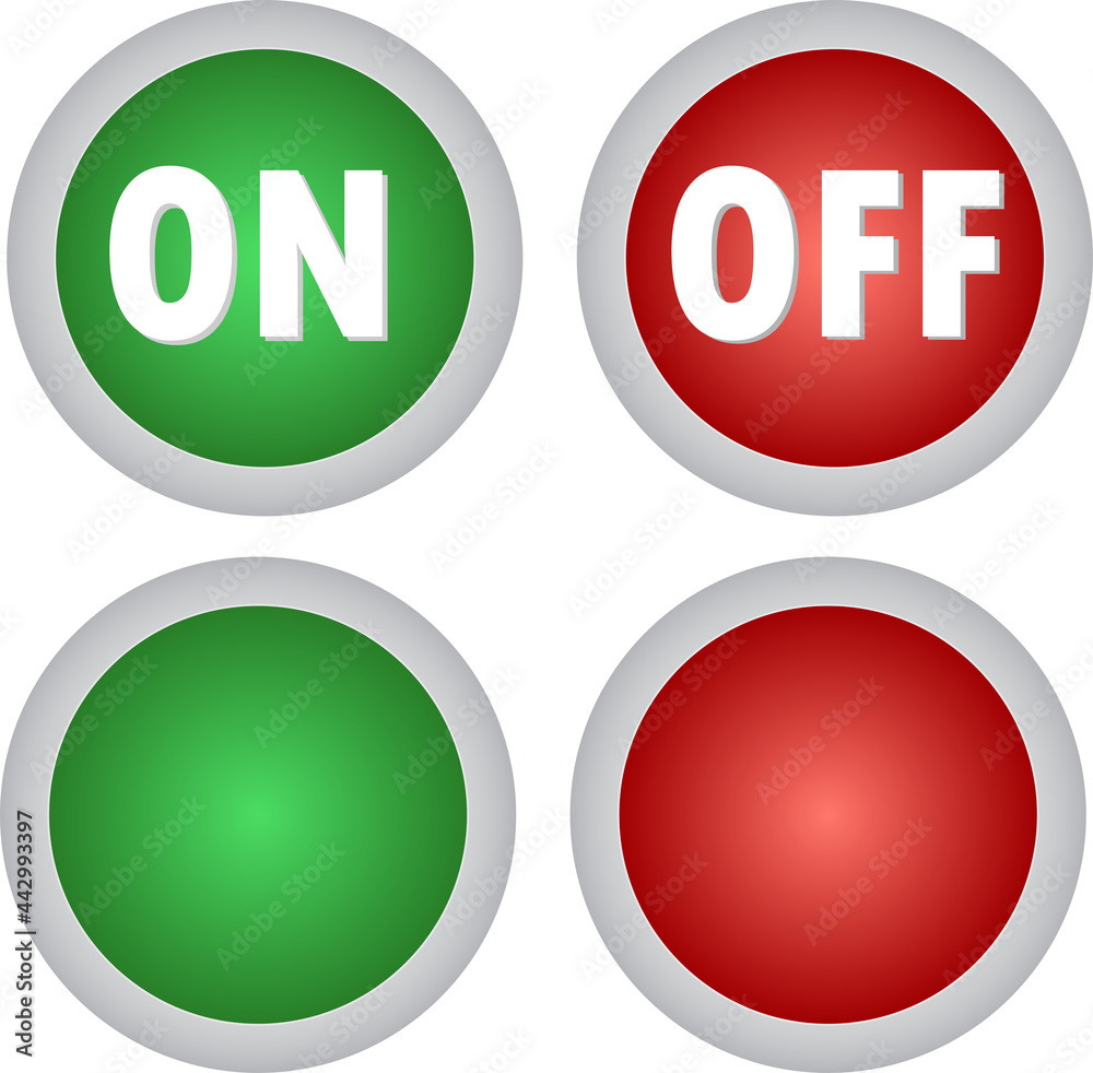 Icons buttons ON OFF green red 3D Icons buttons ON OFF green red 3D