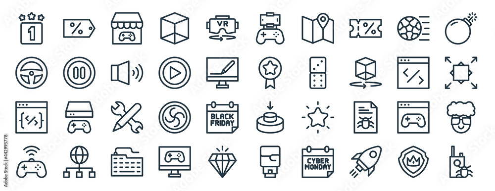 linear pack of game development line icons. linear vector icons set ...