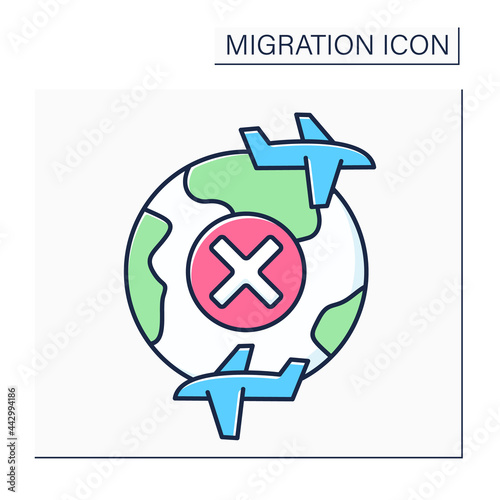 Internal flies color icon. Border crossing ban. Migration concept. Isolated vector illustration