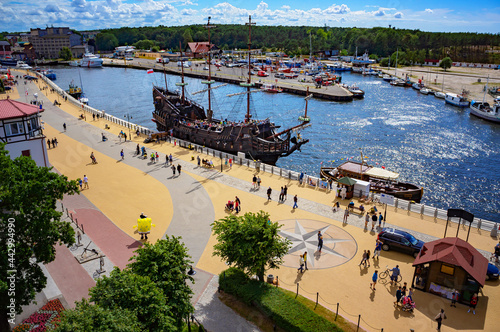 Panoramic view of  Ustka - popular resort in Poland at Baltic Sea.