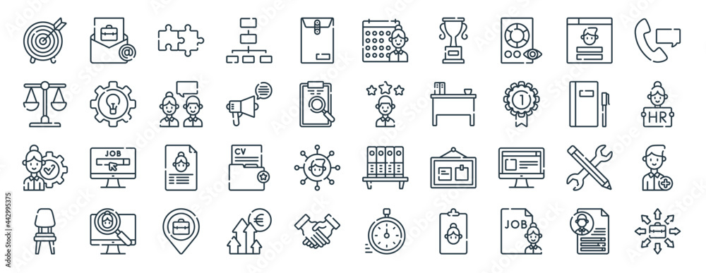 linear pack of human resources line icons. linear vector icons set such ...