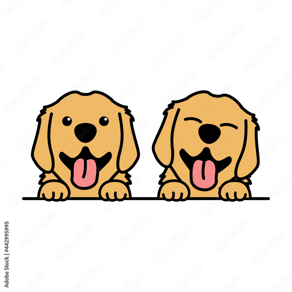 Cute golden retriever puppy cartoon, vector illustration Stock Vector