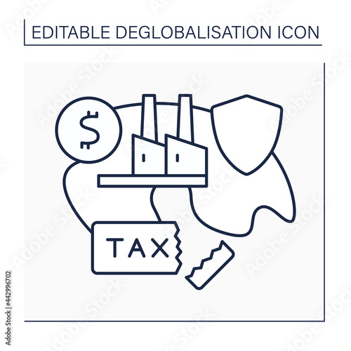 Protectionism line icon. Protects domestic industries from foreign ones .Protectionist trade policies. Deglobalisation concept. Isolated vector illustration. Editable stroke