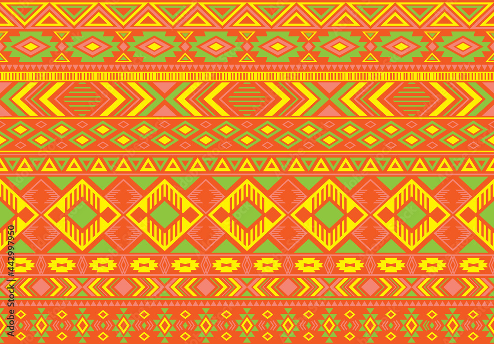 Indonesian pattern tribal ethnic motifs geometric seamless vector background. Fashionable boho tribal motifs clothing fabric textile print traditional design with triangle and rhombus shapes.