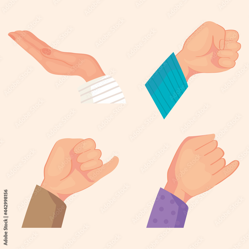 Friendship hands icon set Friendship hands icon set