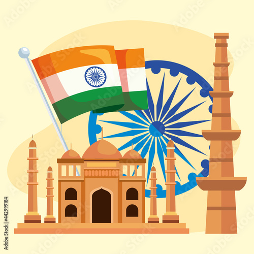 india independence day icon set