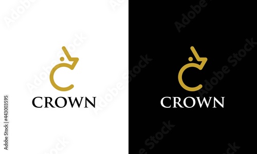 luxury letter C with crown logo or icon vector design template.